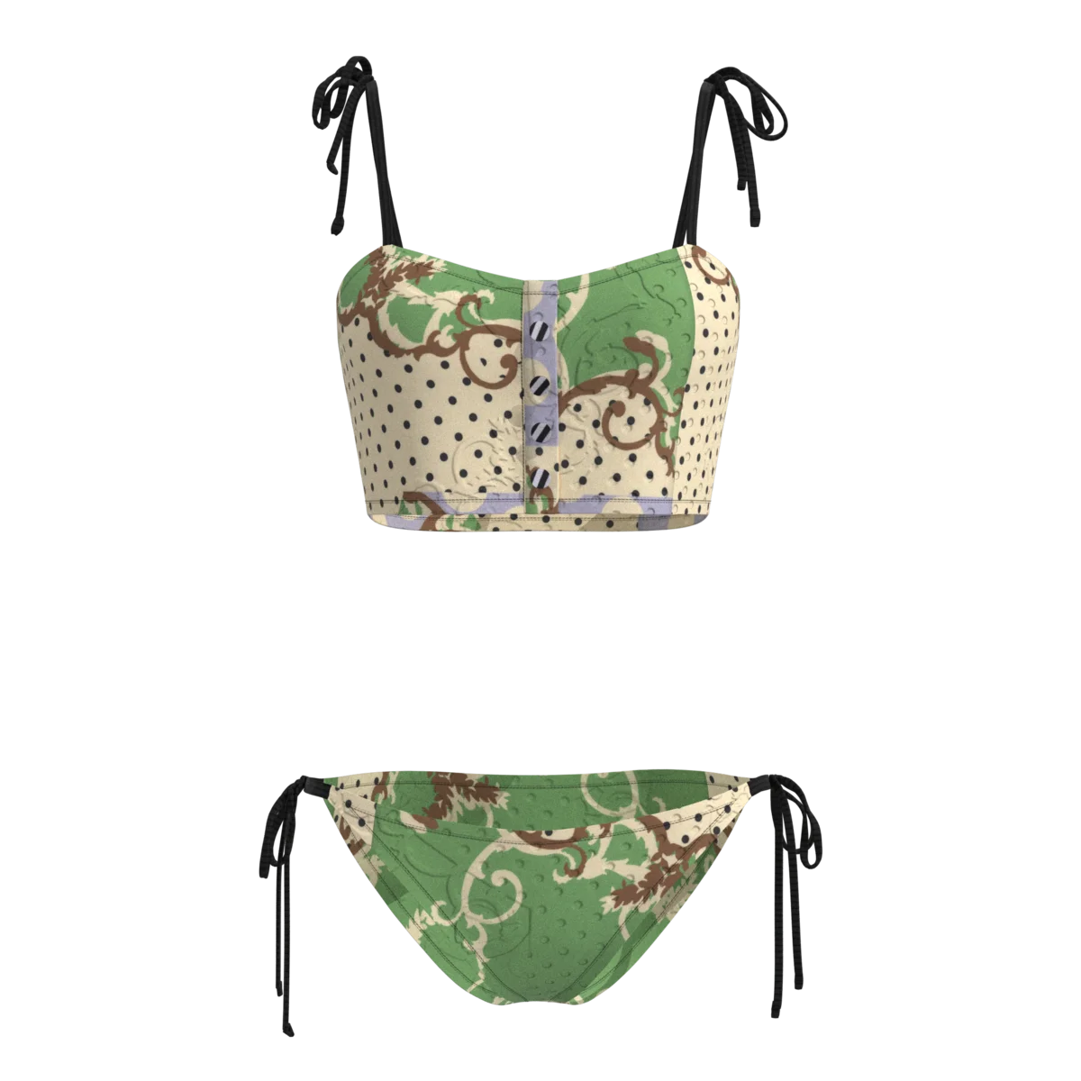 泳装画框波点印花