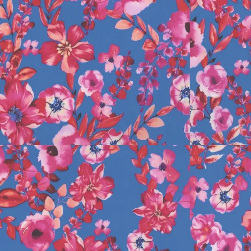 泳装蓝底红花印花 3